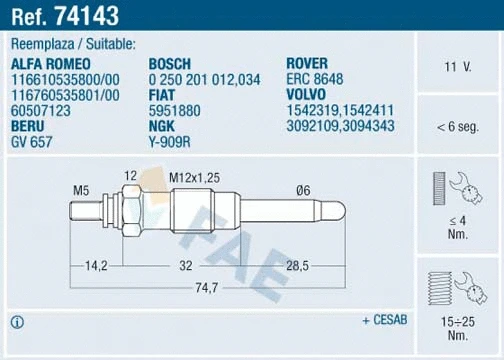Glow Plug (74143)