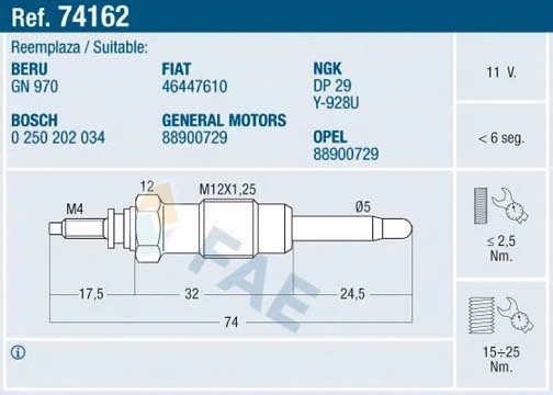 Glow Plug (74162)