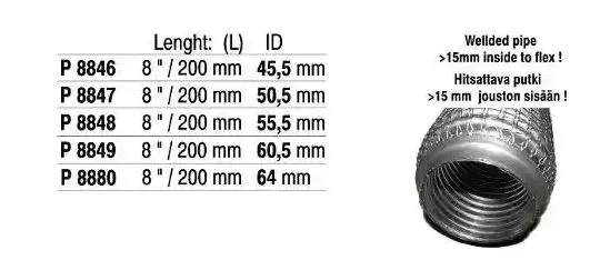 Flexible Pipe, exhaust system (UFR-834)