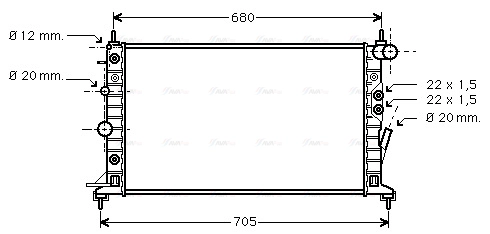 Radiator, engine cooling (OLA2222)