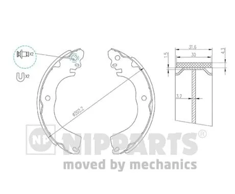 Brake Shoe Set, parking brake (N3501058)
