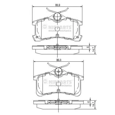 Brake Pad Set, disc brake (J3612026)