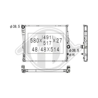 Radiator, engine cooling (DCM1586)
