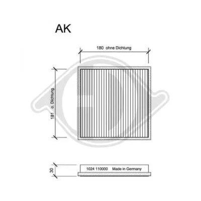 Filter, cabin air (DCI1024S)