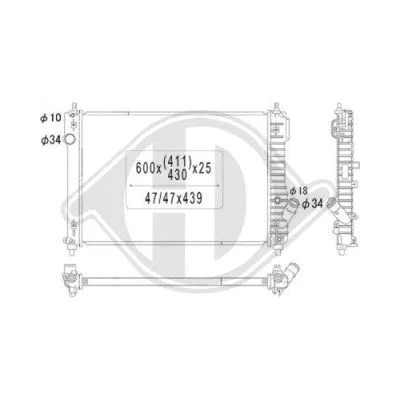 Radiator, engine cooling (DCM3609)
