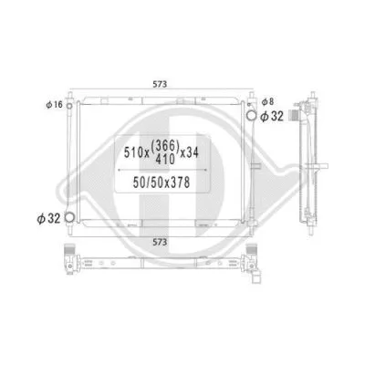 Radiator, engine cooling (DCM1849)