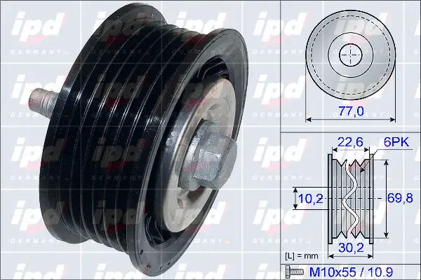 Deflection/Guide Pulley, V-ribbed belt (15-3876)