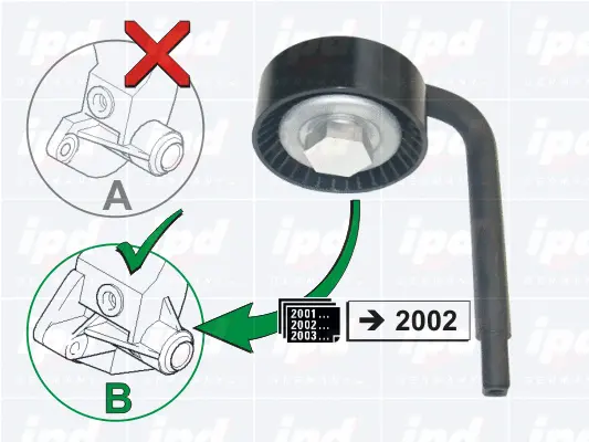 Tensioner Pulley, V-ribbed belt (15-3458)