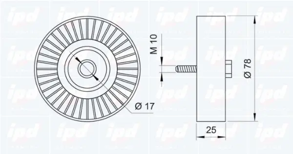 Deflection/Guide Pulley, V-ribbed belt