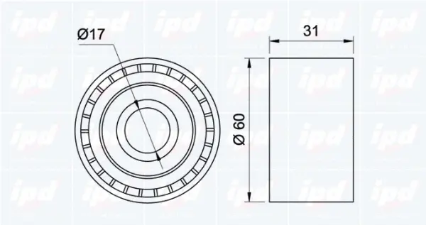 Deflection/Guide Pulley, V-ribbed belt