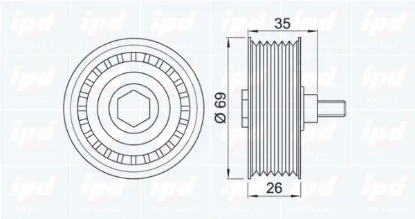 Deflection/Guide Pulley, V-ribbed belt (15-3251)