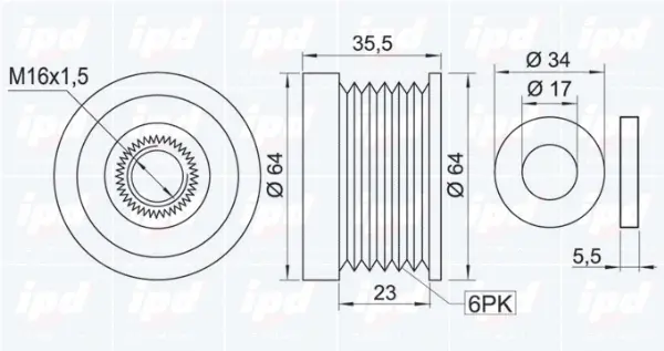 Alternator Freewheel Clutch (15-3287)