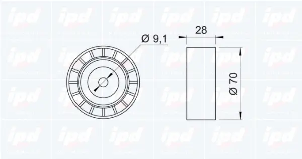Deflection/Guide Pulley, V-ribbed belt