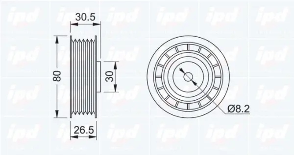 Deflection/Guide Pulley, V-ribbed belt