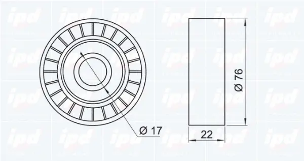 Tensioner Pulley, V-ribbed belt (14-1024)