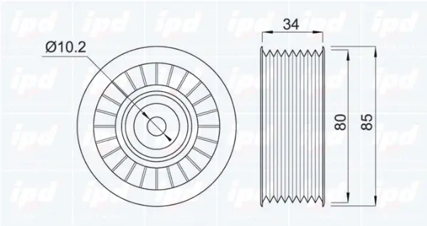 Deflection/Guide Pulley, V-ribbed belt (15-3064)