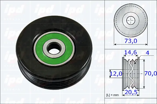 Tensioner Pulley, V-ribbed belt (15-3727)