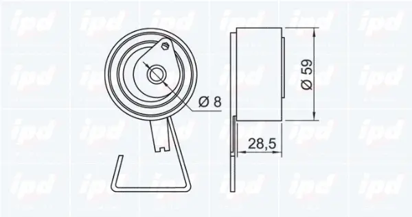 Tensioner Pulley, timing belt (14-1028)