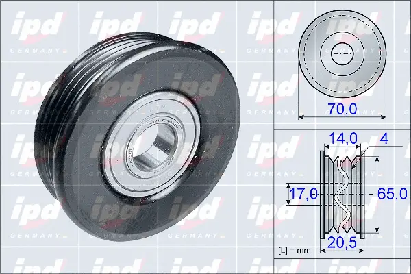 Deflection/Guide Pulley, V-ribbed belt (15-3921)