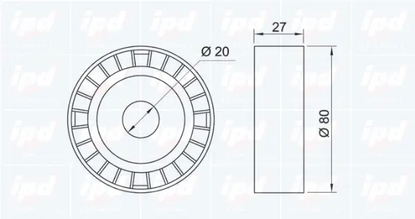 Deflection/Guide Pulley, V-ribbed belt