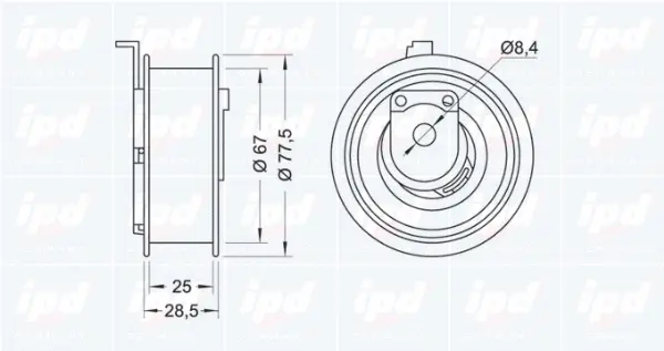 Tensioner Pulley, timing belt (14-1022)