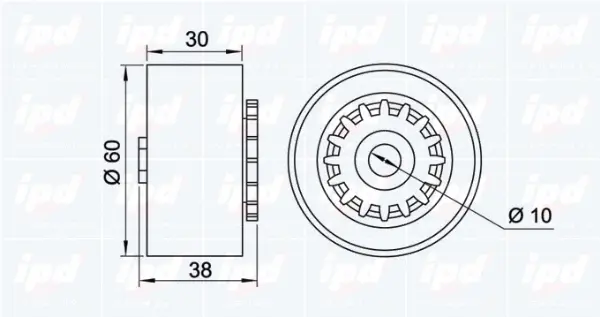 Tensioner Pulley, V-ribbed belt (15-3460)