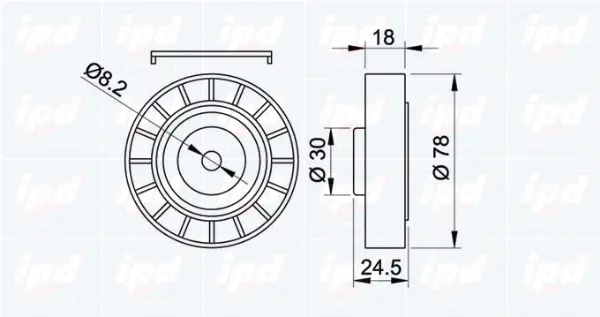 Deflection/Guide Pulley, V-ribbed belt