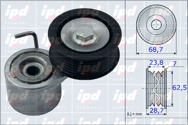 Belt Tensioner, V-ribbed belt (15-3960)