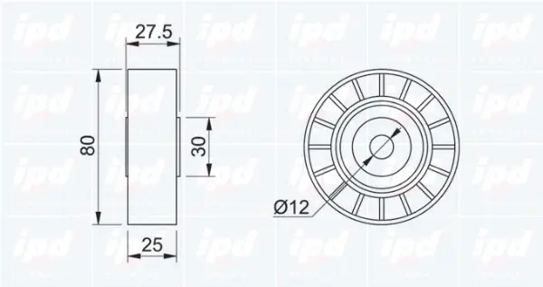 Tensioner Pulley, V-ribbed belt