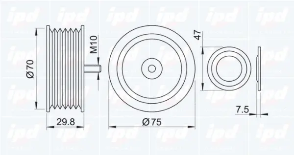 Deflection/Guide Pulley, V-ribbed belt