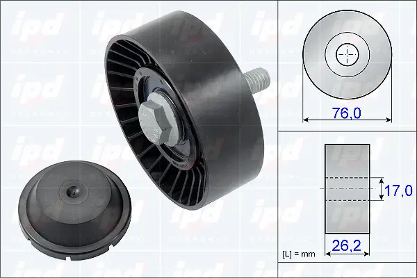 Deflection/Guide Pulley, V-ribbed belt (15-3801)