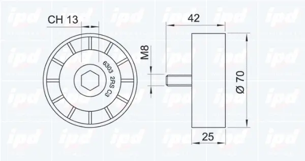 Deflection/Guide Pulley, V-ribbed belt