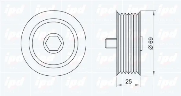 Deflection/Guide Pulley, V-ribbed belt