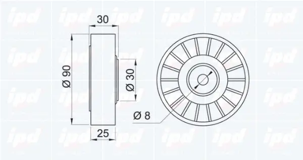 Deflection/Guide Pulley, V-ribbed belt