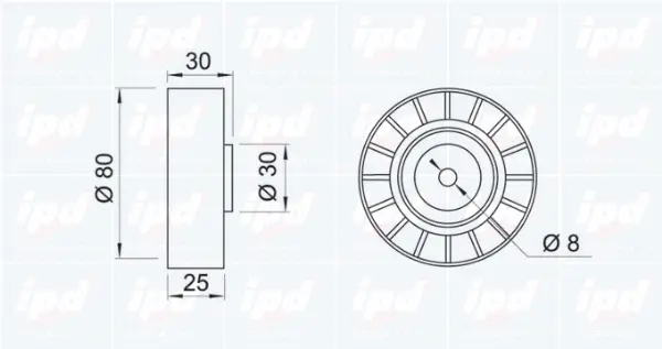 Deflection/Guide Pulley, V-ribbed belt