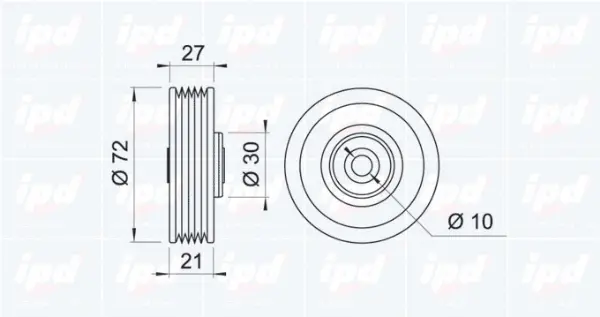Deflection/Guide Pulley, V-ribbed belt