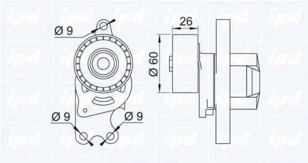 Belt Tensioner, V-ribbed belt (15-3077)