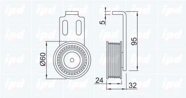 Tensioner Pulley, V-ribbed belt