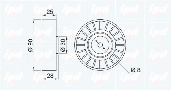 Deflection/Guide Pulley, V-ribbed belt