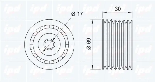 Deflection/Guide Pulley, V-ribbed belt