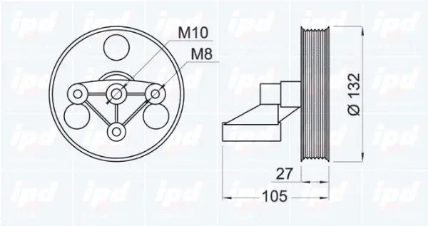 Deflection/Guide Pulley, V-ribbed belt (15-3244)