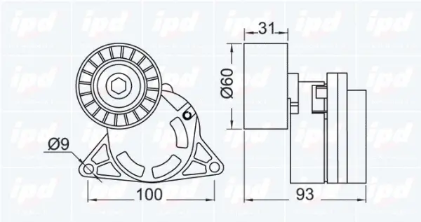 Belt Tensioner, V-ribbed belt (15-3478)