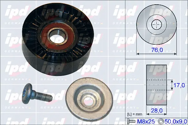 Deflection/Guide Pulley, V-ribbed belt (15-3889)