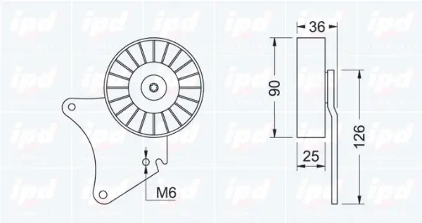 Deflection/Guide Pulley, V-ribbed belt