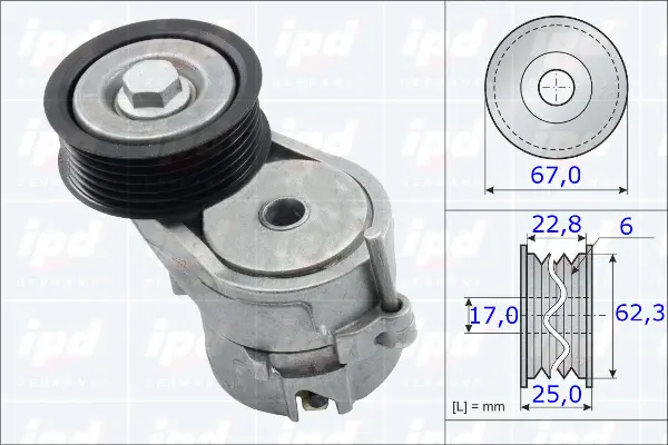 Belt Tensioner, V-ribbed belt (15-3832)