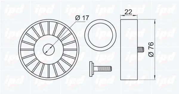 Deflection/Guide Pulley, V-ribbed belt
