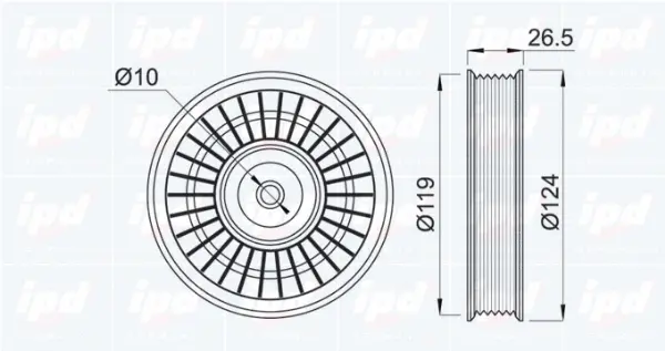 Deflection/Guide Pulley, V-ribbed belt