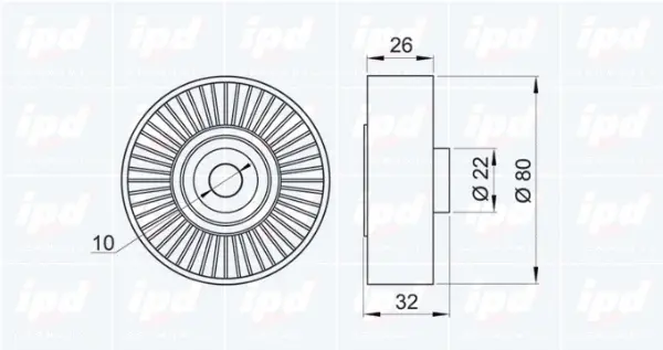 Deflection/Guide Pulley, V-ribbed belt