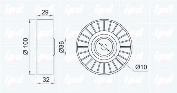 Deflection/Guide Pulley, V-ribbed belt