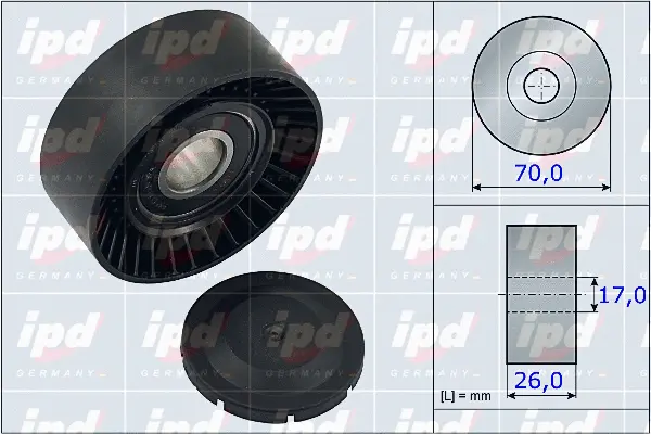 Tensioner Pulley, V-ribbed belt (15-4002)